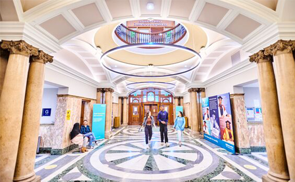 Students in the History foyer